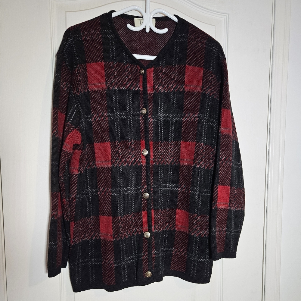 Old Money Luxe Plaid Knit Cardigan